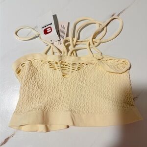 Buckle Cream Crochet Crop Top